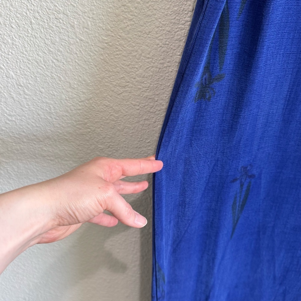 DAWN made in Seattle Womens 1X Blue Floral‎ Printed Maxi Dress Cottage Gorpcore - Picture 6 of 10